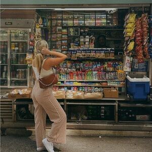 Gimme Pants - Tan Gingham Pants from Petal & Pup